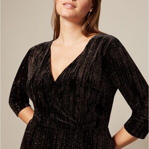 Midnight Velvet | Women’s Metallic V-Neck Midi Velvet Cocktail Dress | 6 | NWT